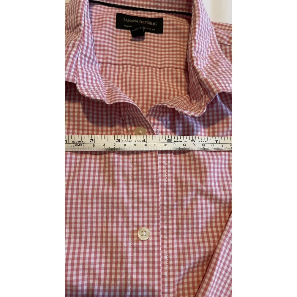 Banana Republic Classic Red Gingham‎ Long Sleeve Button Shirt Slim L Preppy